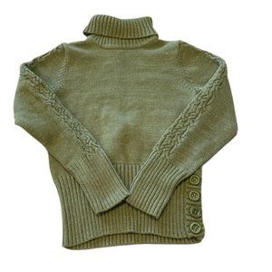 High Sierra crop olive green rib knit turtleneck sweater.